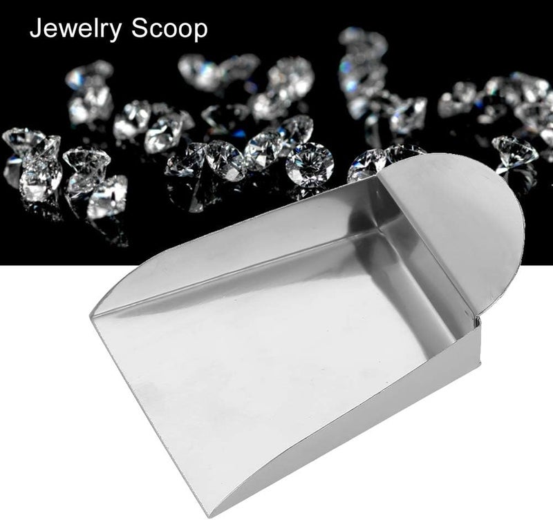 KooingTech Bead Scooper, 2.95 * 2.36 * 0.79inch Bead Scoop for Small Beads, Mini Jewelry Shovel to Sort Scooper, Flat Spade Shovel with Handle, Steel Scoop Shovels for Pearls Gemstones - Image 3